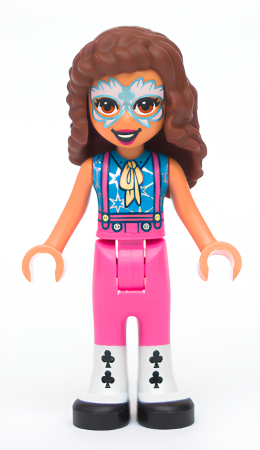 Минифигурка Lego Friends Olivia (Nougat) - Metallic Light Blue and White Face Paint, Dark Pink Pants, Black and White Leggings and Shoes frnd447 U